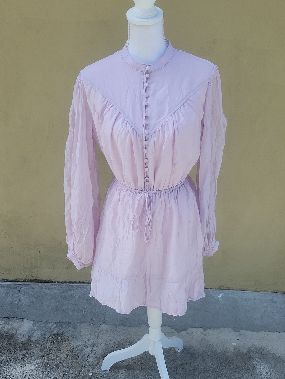 Missguided + Pale Lilac Long-Sleeve Button-Front Dress Style Boho
